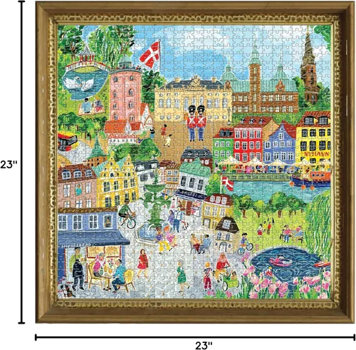 Miniatura 7 de eeBoo Rompecabezas de 1000 piezas, rompecabezas de Copenhague para adultos, cuadrado de 23 x 23 pulgadas, fabricado con tablero reciclado y tinta a