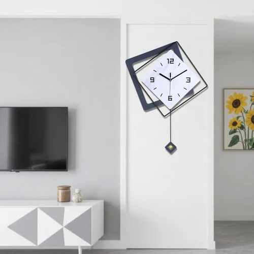 Miniatura 7 de Reloj de pared con péndulo, cuarzo de calidad silenciosa, funciona con pilas, relojes de pared grandes modernos de metal para sala de estar, cocina
