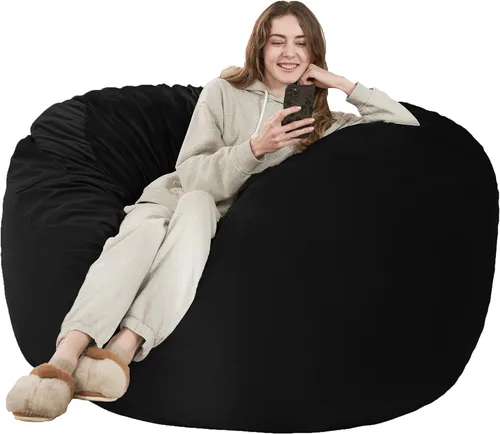 HABUTWAY Sillón tipo puf: de espuma viscoelástica con funda de microfibra, tamaño gigante de 4 pies (color negro)