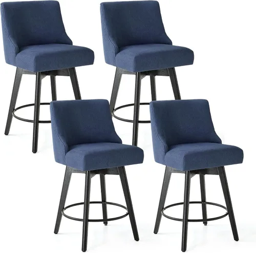 Miniatura 23 de Juego de 2 taburetes de bar giratorios de altura de mostrador, taburetes de bar de 26 pulgadas con reposapiés, taburetes de bar tapizados de piel