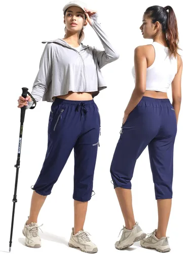 Miniatura 23 de BVVU Pantalones cargo capri de senderismo para mujer, ligeros, de secado rápido, pantalones deportivos impermeables para exteriores, pantalones
