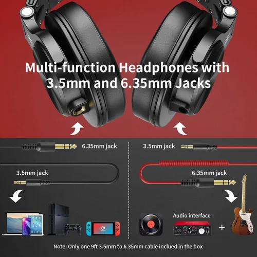 Miniatura 3 de OneOdio A71 - Auriculares de diadema con cable para estudio de grabación de alta resolución, con SharePort, auriculares plegables para Rojo