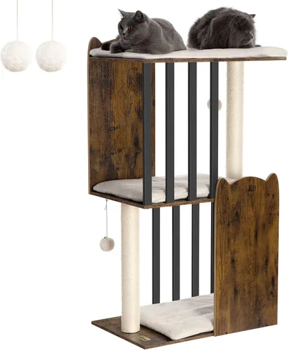 Miniatura 11 de FourFurPets - Árbol para gatos grande de 26.7 pulgadas, torre y condominio, postes para rascar para gatos de interior, plato grande, tres postes
