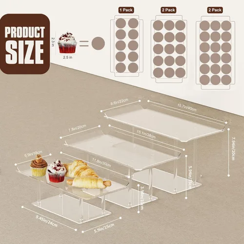 Miniatura 3 de HeiMma Juego de 5 exhibidores de mesa de postre, soportes de exhibición de postres de acrílico transparente para cupcakes, postres, pastelería