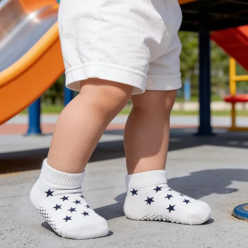 Miniatura 3 de Looching Calcetines tobilleros antideslizantes para bebés y niños pequeños, 12 pares de calcetines antideslizantes de algodón para niños y niñas
