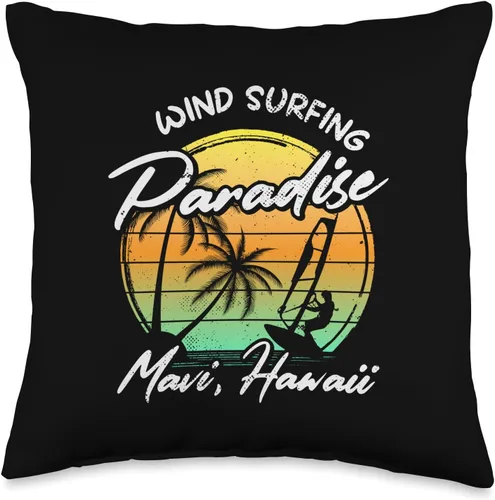 Miniatura 4 de Windsurfing Paradise Maui Hawaii Windsurf Gift Paradise Maui Hawaii Sailboard Windsurf Throw Pillow, 18x18, Multicolor