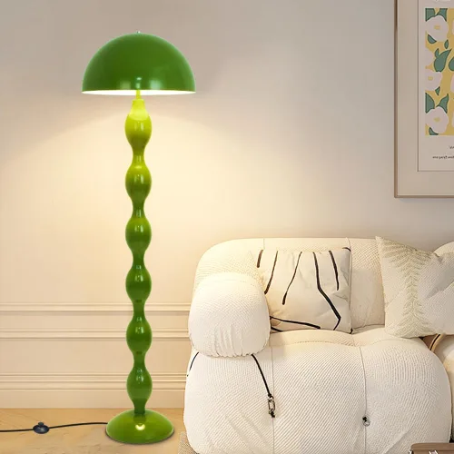Lámpara de pie verde con pantalla en forma de hongo, lámpara de pie vintage, lámparas únicas para sala de estar, dormitorio, lámpara de pie retro