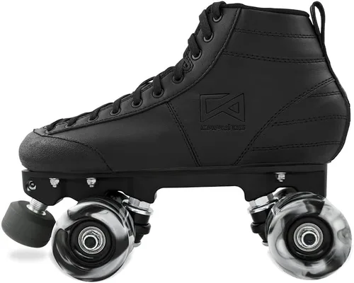 Miniatura 2 de Roller Derby Quad Skate, bota de microfibra con placa de fibra de vidrio, para interiores y exteriores