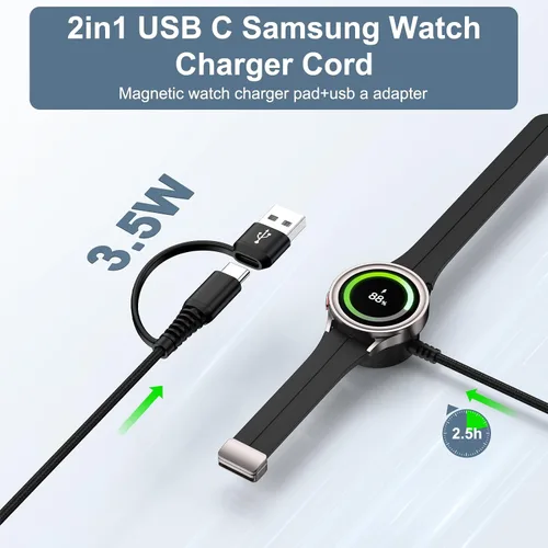 Miniatura 2 de Cable magnético de carga rápida para Samsung Watch 8/8 Classic/7/Ultra/6/6/5 Pro/5/4/4 Classic/3/Active 2/1, cargador de reloj inteligente de 3.5 W