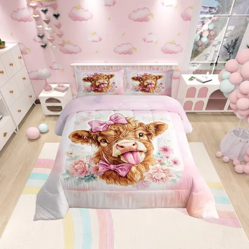 Miniatura 26 de Castle Fairy Daisy Florals Comforter Set Twin Size,Hippie Flowers Bedding Set,Kids Boys Adults Bedroom Decor,70s Retro Floral Super Soft Duvet