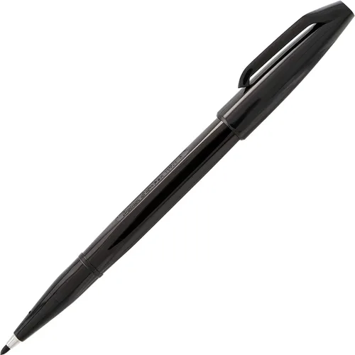 Miniatura 5 de Pentel Bolígrafos de punta de fieltro, punta de fibra, paquete de 12 marcadores de punta de fieltro (6 negros y 6 azules), punta media de 0.031 in