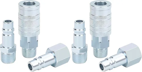 Miniatura 7 de Juego de accesorios de manguera de aire de 1/2 pulgada, acoplador de tipo industrial I/M de alto flujo con MNPT de 1/2 pulgada, 2 enchufes con 1/2