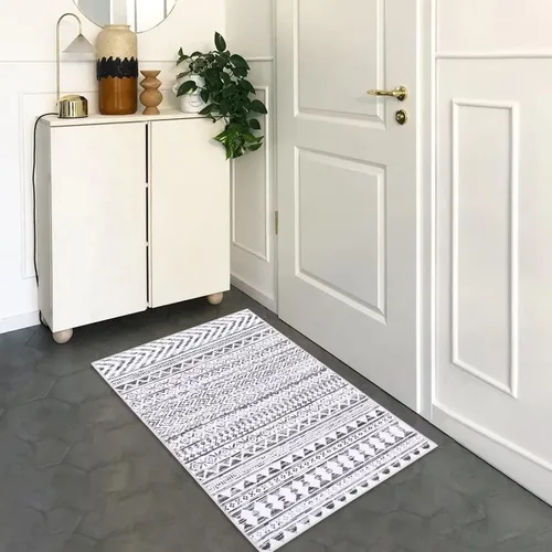 Miniatura 15 de COZYLOOM Tapete geométrico bohemio de 2 x 4 pulgadas, lavable a máquina, vintage, de felpilla marroquí, para interiores, antideslizante, cocina