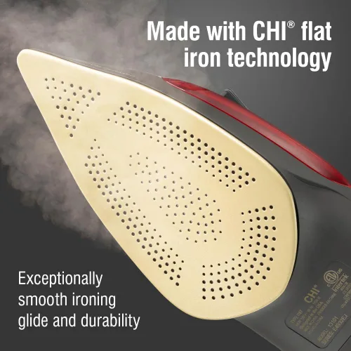 Miniatura 2 de Plancha de vapor CHI Steam para ropa con más de 300 agujeros para una potente función de vapor, dial de guía de temperatura, 1700 vatios, cable XL