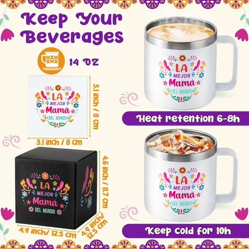 Miniatura 3 de R HORSE La Mejor Mama Del Mundo - Taza de café con aislamiento de doble pared con aislamiento de 14 onzas, taza de café resistente a derrames