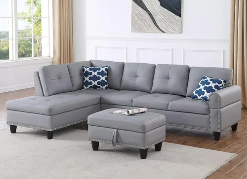 Miniatura 19 de KEVINSPACE Sofá seccional de 110 pulgadas, sofá en forma de U de 110 pulgadas, sofá de gran tamaño con respaldo cómodo tapizado con sillones dobles