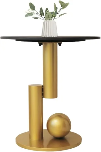 Miniatura 5 de Mesa auxiliar con parte superior de mármol, mesa auxiliar de metal dorado, mesa auxiliar moderna para sofá, mesa auxiliar redonda de café para sofá