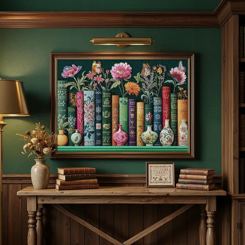Miniatura 4 de Enchanted Floral Bookshelf Jigsaw Puzzle for Adults 1000 Pieces, Difficult Puzzles Perfect for Game Night, Great Gift Idea, Size 26.65 x 19.25 in
