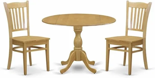 Miniatura 7 de East West Furniture DMGR3-LWH-W - Juego de comedor de 3 piezas que contiene una mesa de comedor redonda con gotas y 2 sillas de cocina, 42 x 42