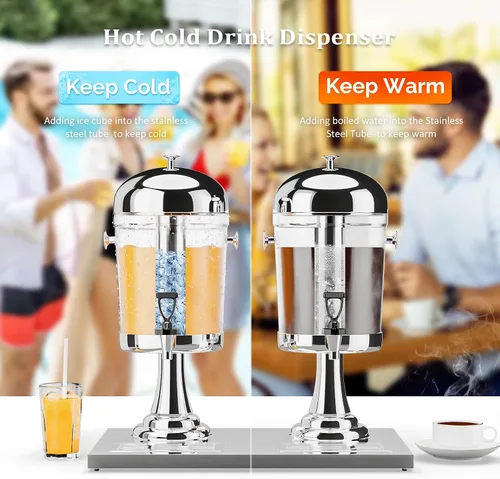 Miniatura 3 de ROVSUN Dispensador de bebidas de 4.4 galones/16.6L para fiestas, dispensador de bebidas con soporte, dispensador de bebidas de acero inoxidable