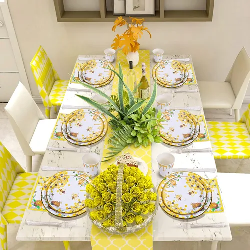 Miniatura 5 de Suministros de fiesta de abejas, platos y servilletas de abejas, vasos, servilletas y tenedores, decoraciones de fiesta de abejas para baby shower