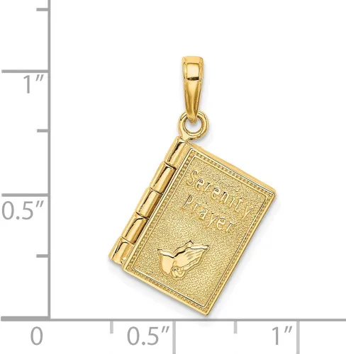 Miniatura 5 de Colgante de libro de oración de serenidad de 14 quilates, 3 D, 0.984in, 0.433in, estilo C4424