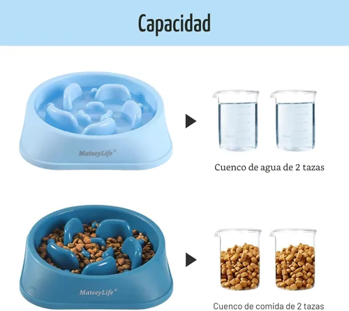 Miniatura 5 de MateeyLife Cuencos de alimentación lenta para perros, 2 unidades, cuencos rompecabezas antiasfixia para comida de perros, alimentación interactiva