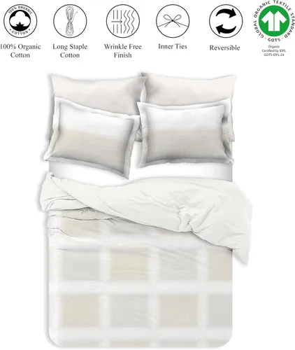 Miniatura 5 de Juego de funda de edredón de algodón orgánico tamaño King, juego de ropa de cama de 3 piezas, funda de edredón suave tamaño King con 2 fundas, funda