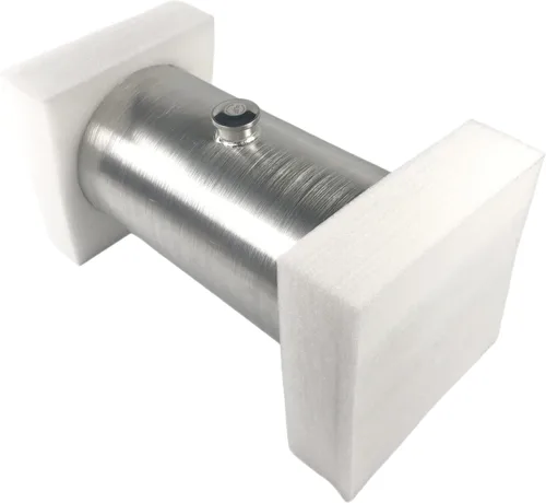 Miniatura 5 de JSD Tanque de gas redondo de aluminio hilado de 14.5 galones de 12 x 30 pulgadas con soporte central de llenado 3/8 pulgadas NPT salida para camión