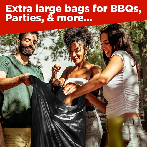 Miniatura 7 de Bolsas de basura de 65 galones para cubo, color negro, 50 bolsas por caja