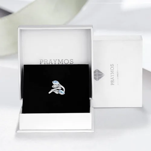 Miniatura 7 de PRAYMOS Anillos de hoja para mujer, plata de ley 925, anillo de piedra lunar abierto ajustable, anillos de compromiso y boda