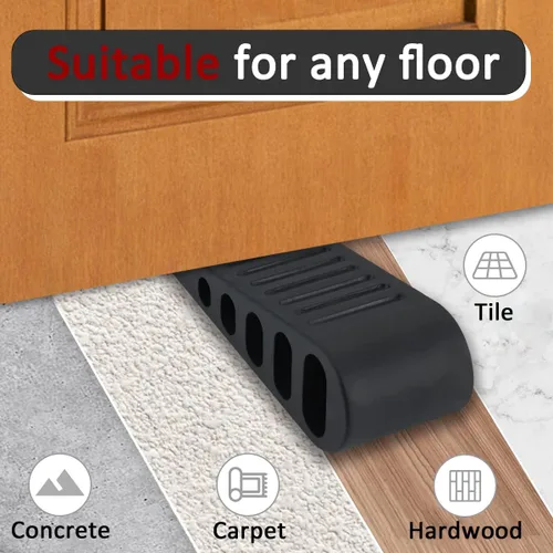 Miniatura 4 de JQK DSB61-BK-P6 - Juego de 6 topes de goma para puerta de alta resistencia en azulejos, hormigón, alfombra, suelo de madera, color negro