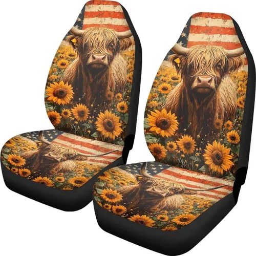 Miniatura 25 de INSTANTARTS Fundas de asiento de coche con diseño de dalia estética, solo para asientos delanteros, protector de asiento de vehículo, 2 unids/set