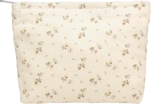 Miniatura 59 de Pazimiik Bolsa de maquillaje floral, grande, de algodón, con cremallera para bolsa de viaje, organizador de maquillaje de lona para mujeres, Algodón