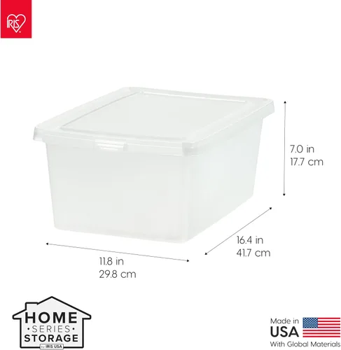 Miniatura 2 de IRIS USA Paquete de 12 contenedores de almacenamiento con tapas, 17 cuartos de galón, cajas de zapatos, contenedores transparentes apilables