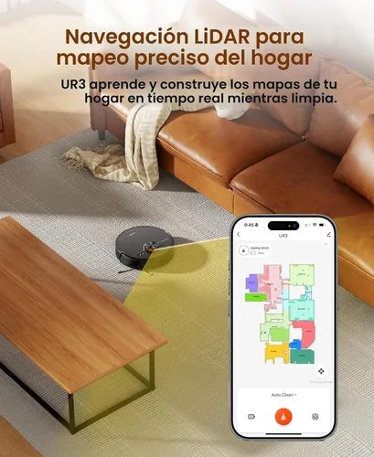 Miniatura 4 de Robot aspirador y trapeador con estación de autovaciado, succión de 7000 Pa para pelo de mascotas en alfombras, navegación LiDAR crea zonas