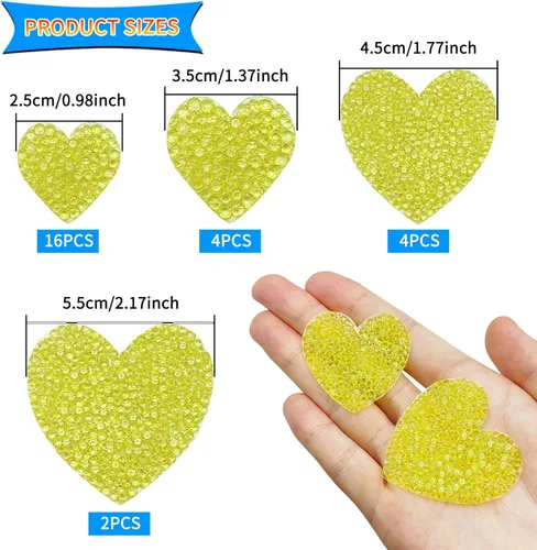 Miniatura 2 de 26 parches para planchar en forma de corazón, 4 tamaños, parches de diamantes de imitación en forma de corazón, parches adhesivos de corazón