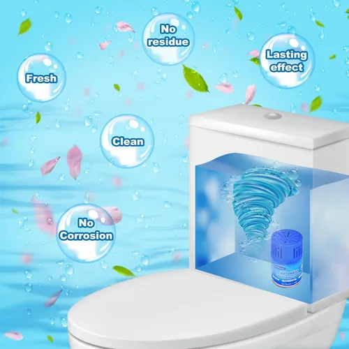 Miniatura 7 de Botellas limpiadoras automáticas de inodoro, paquete de 2 limpiadores de inodoro en tanque para prevención de acumulación de manchas, limpiador azul