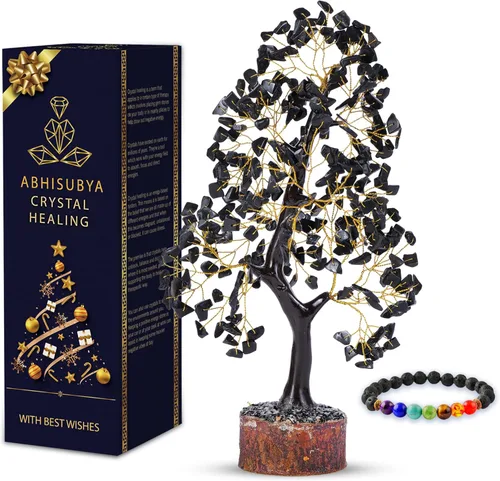 Árbol de cristal, árbol de turmalina, bonsái artificial, 10-12 pulgadas, decoración de chakras, decoración para el hogar, oficina, árbol de dinero