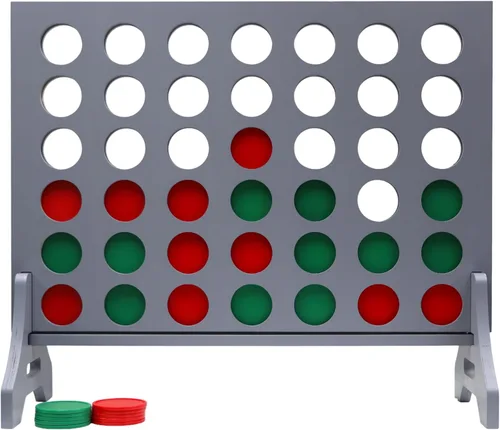 Miniatura 88 de Juego gigante 4 en una fila para familia y adultos – Tailgating Pros Jumbo de madera gris cuatro en una fila juego de patio para interiores
