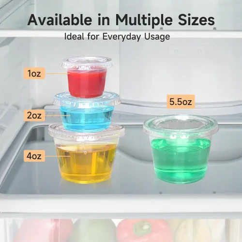 Miniatura 4 de 240 tazas pequeñas de plástico transparente para condimentos con tapas, recipientes de porciones de 1 oz, ideales para condimentos, aderezos