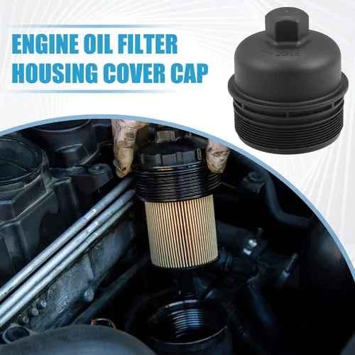 Miniatura 2 de Tapa de la carcasa del filtro de aceite del motor 26351-3C250 para Kia Sedona Borrego 3.8L 2009-2010 Plástico Negro
