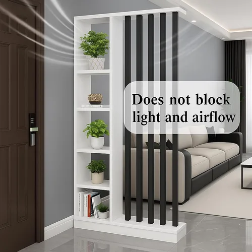 Miniatura 2 de Divisor de habitación de piso a techo con estantes, pantalla de división independiente, muebles divisores de habitación de estilo industrial