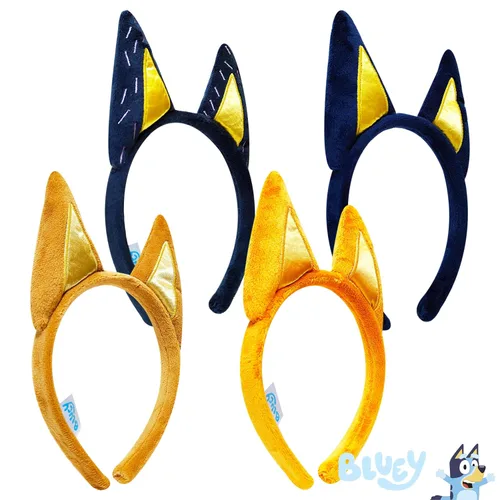 LUV HER Bluey Party Supplies - 4 diademas de orejas de animal para disfraz de animales, orejas suaves de felpa, diademas elásticas familiares para