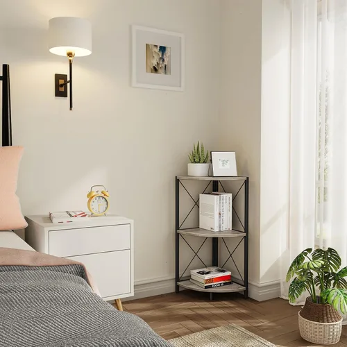 Miniatura 5 de Snughome Estante esquinero para escritorio, organizador de almacenamiento de esquina de 3 niveles con marco de metal, estante de esquina