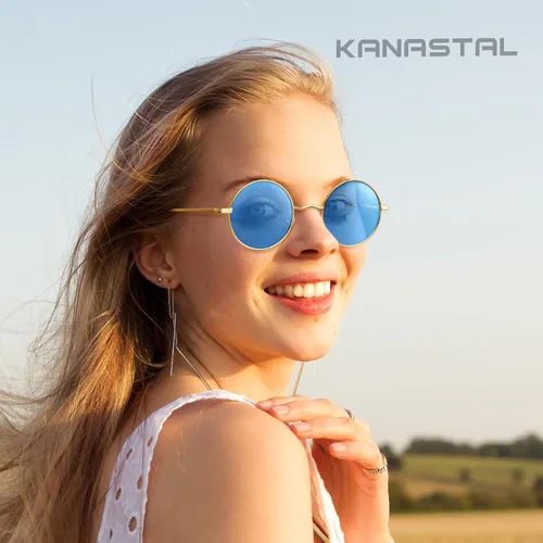 Miniatura 28 de KANASTAL Gafas de sol redondas polarizadas para mujeres y hombres, estilo hippie con protección UV400