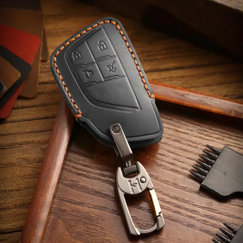Miniatura 8 de MILD EAST Funda de llavero de cuero genuino para Chevy, funda de llavero inteligente compatible con 2021/2022/2023/2024/2025 GMC Yukon Denali Sierra