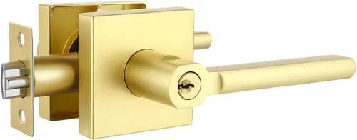 Miniatura 15 de Paquete de 1 pomo de puerta dorado, manija dorada para puerta interior con acabado de latón satinado, manijas de puerta de privacidad