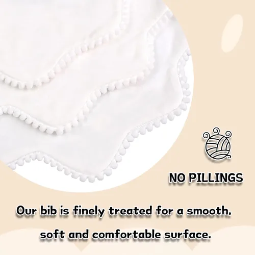 Miniatura 3 de Bamery Baberos tipo bandana para bebé, baberos de algodón blanco para babeo y dentición, absorbentes para niños y niñas