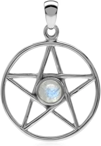 Miniatura 7 de Silvershake Colgante o colgante Wiccan de plata de ley 925 chapada en oro amarillo de 0.197 in con forma redonda de pentagrama de estrella